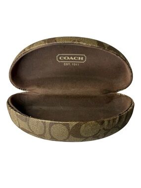 Coach Signature Sunglasses Case Brown Logo Print Fits Oversized Glasses